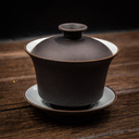Gaiwan din lut cu glazură albă (negru) 100 ml